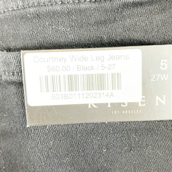 Risen Courtney High Waisted Denim Wide Leg Jeans Solid Black 5 / 27 - Picture 6 of 13